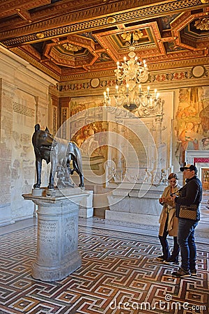 Statue of Lupa Capitolina Capitoline Wolf, Capitoline Museum, Rome Editorial Stock Photo