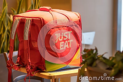 Just Eat delivery bag Editorial Stock Photo