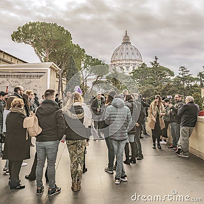 People at Vatican Courtyard View Editorial Stock Photo