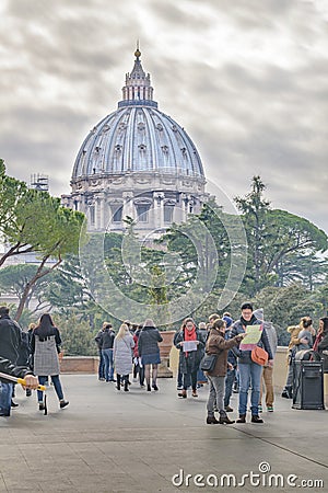 Saint Peters Dome from Vatican Courtyard View Editorial Stock Photo