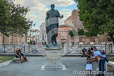 Bronze monumental statue of the Caesar in Rome Editorial Stock Photo