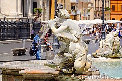 Tourists and locals at Piazza Navona in central Rome Editorial Stock Photo