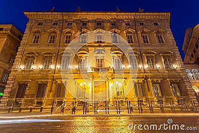 Amazing Night view of Palazzo Giustiniani in city of Rome, Italy Editorial Stock Photo