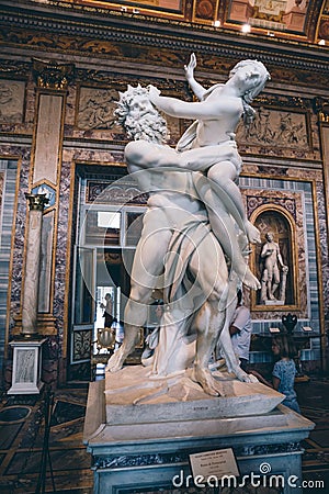 Baroque marble sculpture Rape of Proserpine by Bernini 1621 in Galleria Borghese Editorial Stock Photo