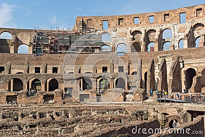 Panorama of inside part of Colosseum in city of Rome, Italy Editorial Stock Photo