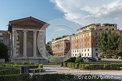 Ruins of Temple of Portunus in city of Rome, Italy Editorial Stock Photo