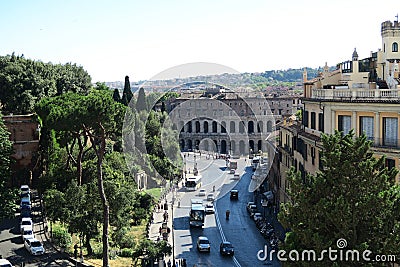 Rome Italy 18 June 2016. Theater of Marcellus view from Capitol Hill. Editorial Stock Photo