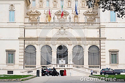 Rome, Italy - March 2020: Controls by Carabinieri police in Villa Borghese during COVID-19 Italian epidemic Editorial Stock Photo