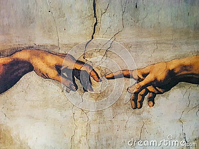 Rome Italy March 8 creation of Adam by Michelangelo Editorial Stock Photo