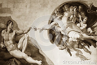 Rome Italy March 08 creation of Adam by Michelangelo Editorial Stock Photo