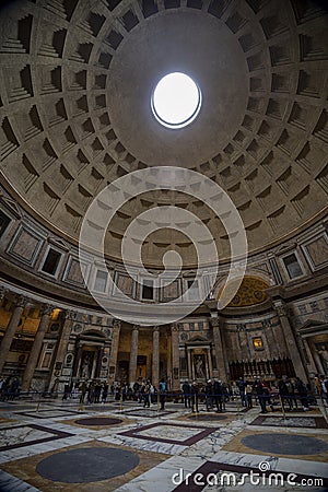 Rome, Italy - March 03, 2023 - People visit Pantheon (Ancient Roman Temple) in Rome center Editorial Stock Photo