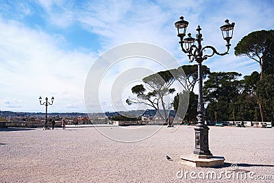 Rome, Italy - March 2020: Pincio in Villa Borghese park, during the Italian COVID-19 epidemic Editorial Stock Photo