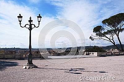 Rome, Italy - March 2020: Villa Borghese park, Pincio, during the COVID-19 epidemic Editorial Stock Photo