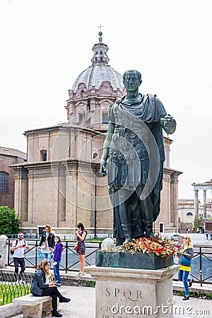 ROME, ITALY - MAY 3, 2019: Bronze monumental statue of Caesar in Rome, Italy Editorial Stock Photo