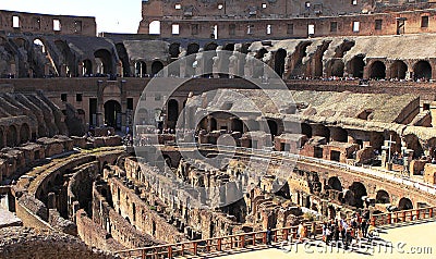 The impressive Roman architecture of the Colosseum amphitheatre in Rome Editorial Stock Photo