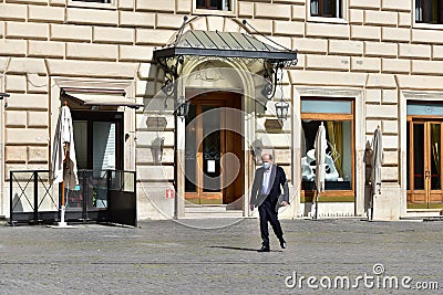 ROME, ITALY - MAY 12: Pier Luigi Bersani, political member of the Parliament of Italian Republic, walks in Piazza della Rotonda du Editorial Stock Photo