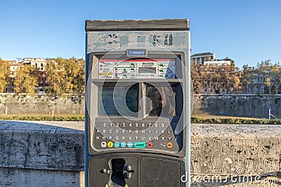 11/09/2018 - Rome, Italy: New Parking ticket paying machines in Editorial Stock Photo