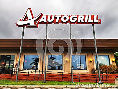 Autogrill restaurant bar on an Italian highway Editorial Stock Photo