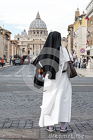 Magnificent view of the Cathedral of St. Peter from Via della Consiliazione Editorial Stock Photo