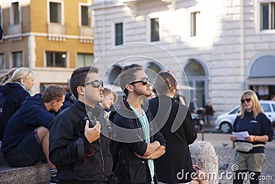 Rome, Italy, October 9, 2011: Group of students on a guided tour Editorial Stock Photo
