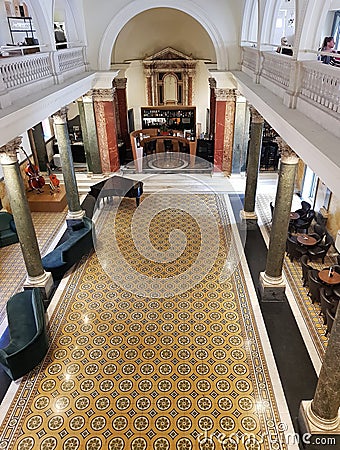 Rome, Interior of cosy and beautiful hall of Piano bar in The Building hotel Editorial Stock Photo