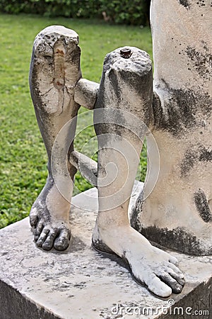 Marble legs of a Roman sculpture Editorial Stock Photo