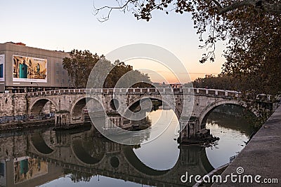 11/09/2018 - Rome, Italy: Ponte SIsto At sunset in Trastevere Editorial Stock Photo