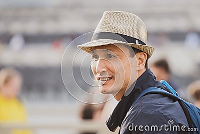Rome, Italy - 29.10.2019: Portrait of asin man in hat in Vatican city Editorial Stock Photo