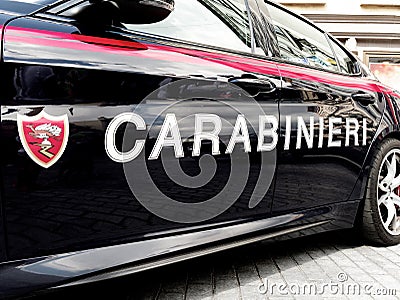 Closeup car or vehicle of Carabinieri Italian police forces Editorial Stock Photo