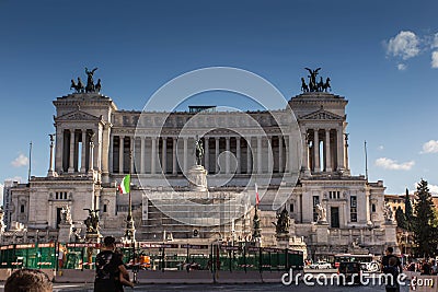 Rome, Italy, September 25, 2023: Altar of the Fatherland, which is both a monument to King Victor Emmanuel II and the Tomb of the Editorial Stock Photo