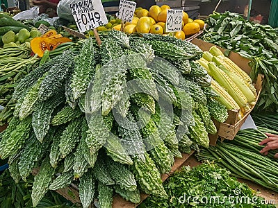 Fresh organic vegetables in a market. Stock Photo