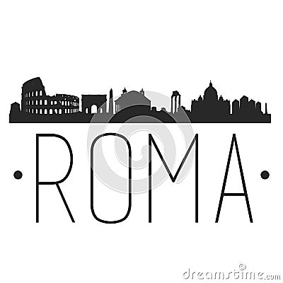 Rome Italy. Skyline Silhouette City. Design Vector. Famous Monuments Tourism Travel. Buildings Tour Landmark. Vector Illustration