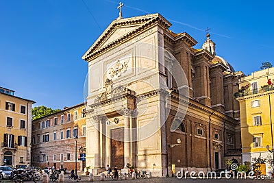 Rome, Italy - St. Salvatore at the Laurels church - Chiesa di San Salvatore in Lauro - at the Via dei Vecchiarelli in the Ponte Editorial Stock Photo