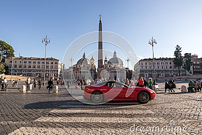 11/09/2018 - Rome, Italy: Sunday afternoon Ferrari sports car pa Editorial Stock Photo