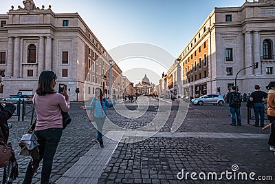 11/09/2018 - Rome, Italy: Tourists taking picture of friend in f Editorial Stock Photo