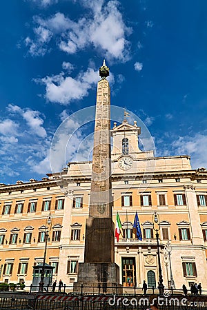 Rome Lazio Italy. The Palazzo Montecitorio is a palace seat of the Chamber of Deputies, the lower house of the Italian Parliament Editorial Stock Photo