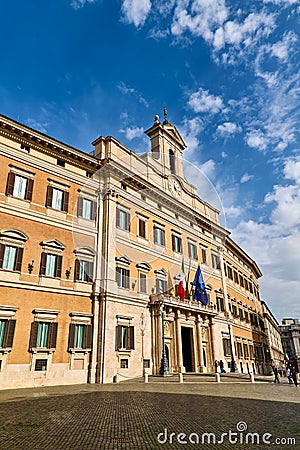 Rome Lazio Italy. The Palazzo Montecitorio is a palace seat of the Chamber of Deputies, the lower house of the Italian Parliament Editorial Stock Photo