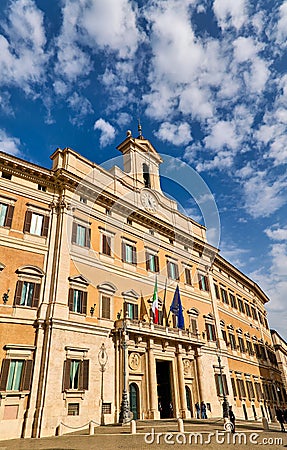 Rome Lazio Italy. The Palazzo Montecitorio is a palace seat of the Chamber of Deputies, the lower house of the Italian Parliament Editorial Stock Photo