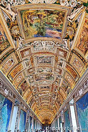 Rome Lazio Italy. The Vatican Museums in Vatican City. The Gallery of Maps Editorial Stock Photo