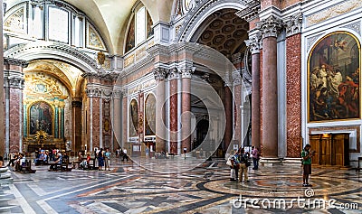 Basilica of St Mary of Angels and Martyrs built inside famous Baths of Diocletian in Rome, Italy Editorial Stock Photo