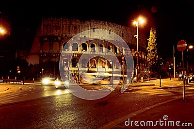 Rome. The Colosseum in the Night Stock Photo