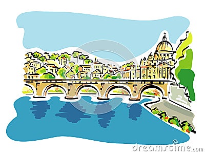 Rome panorama illustration Vector Illustration