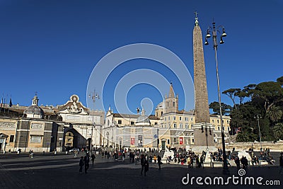 Rome piazza del Popolo with the flaminio obelsico in the foreground Editorial Stock Photo