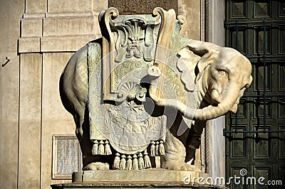 Rome. Piazza della Minerva, Obelisk on the back of an elephant, `chicken Minerva` Stock Photo