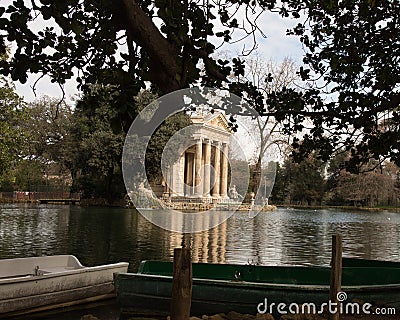 Leisure lake at Giardino del Lago at Villa Borghese in Rome Ital Stock Photo