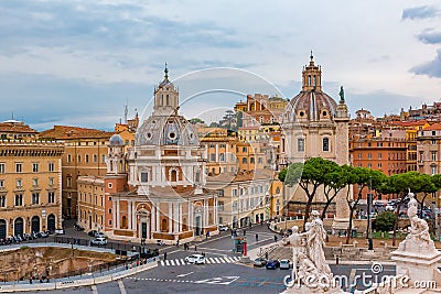 Rome skyline and domes of Santa Maria di Loreto church Stock Photo