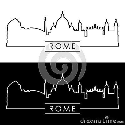Rome skyline. Linear style. Vector Illustration