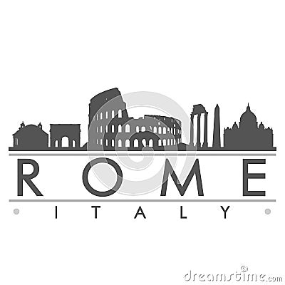 Rome Skyline Silhouette Design City Vector Art Vector Illustration