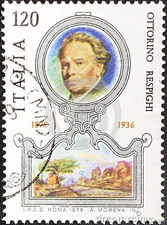 Stamp issued for the bicentenary of the death of the biologist Lazzaro Spallanzani Editorial Stock Photo