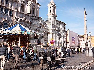 Rome, street scene in Piazza Navona Editorial Stock Photo